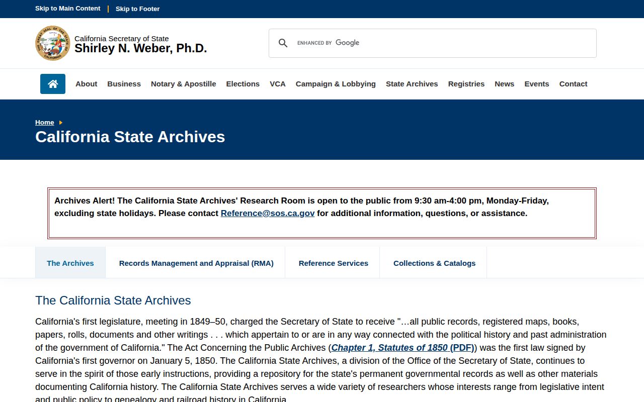 California State Archives resources for older Monterey County arrest records